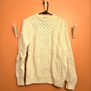 Aran Crafts - Cable Knit Crew Neck Aran Wool Sweater